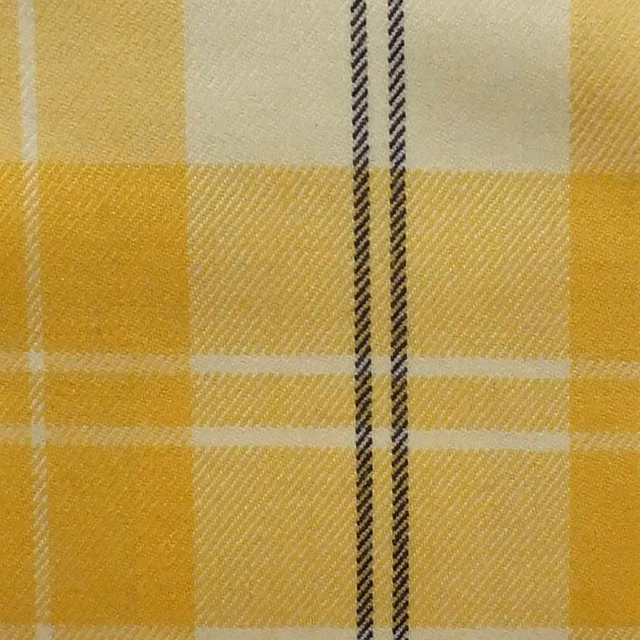 Warm mustard and cream woven check with fine black twin stripes