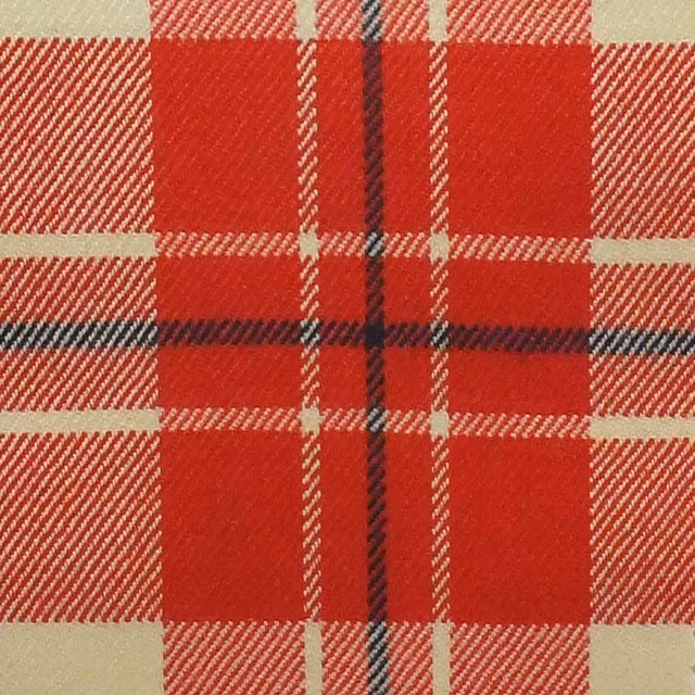 Warm scarlet plaid with cream windowpanes and charcoal crossing lines in a woven texture