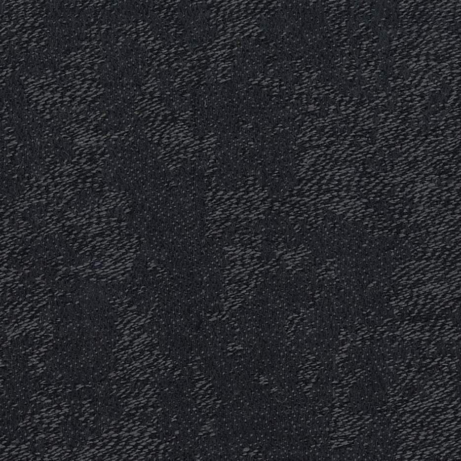 Near-black soot fabric with broken charcoal flecks and vertical textured bands