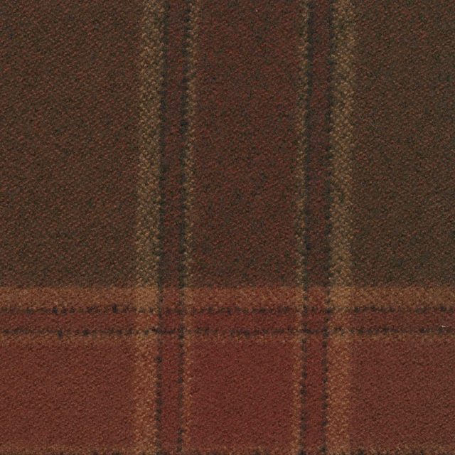 Chestnut woven check with russet bands, olive accents and soft textured surface