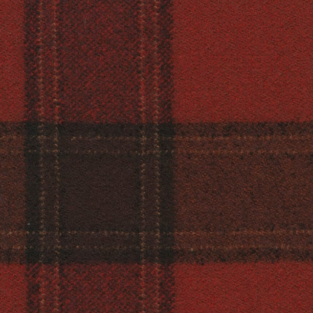 Deep claret check with charcoal bands and a softly brushed, flecked surface