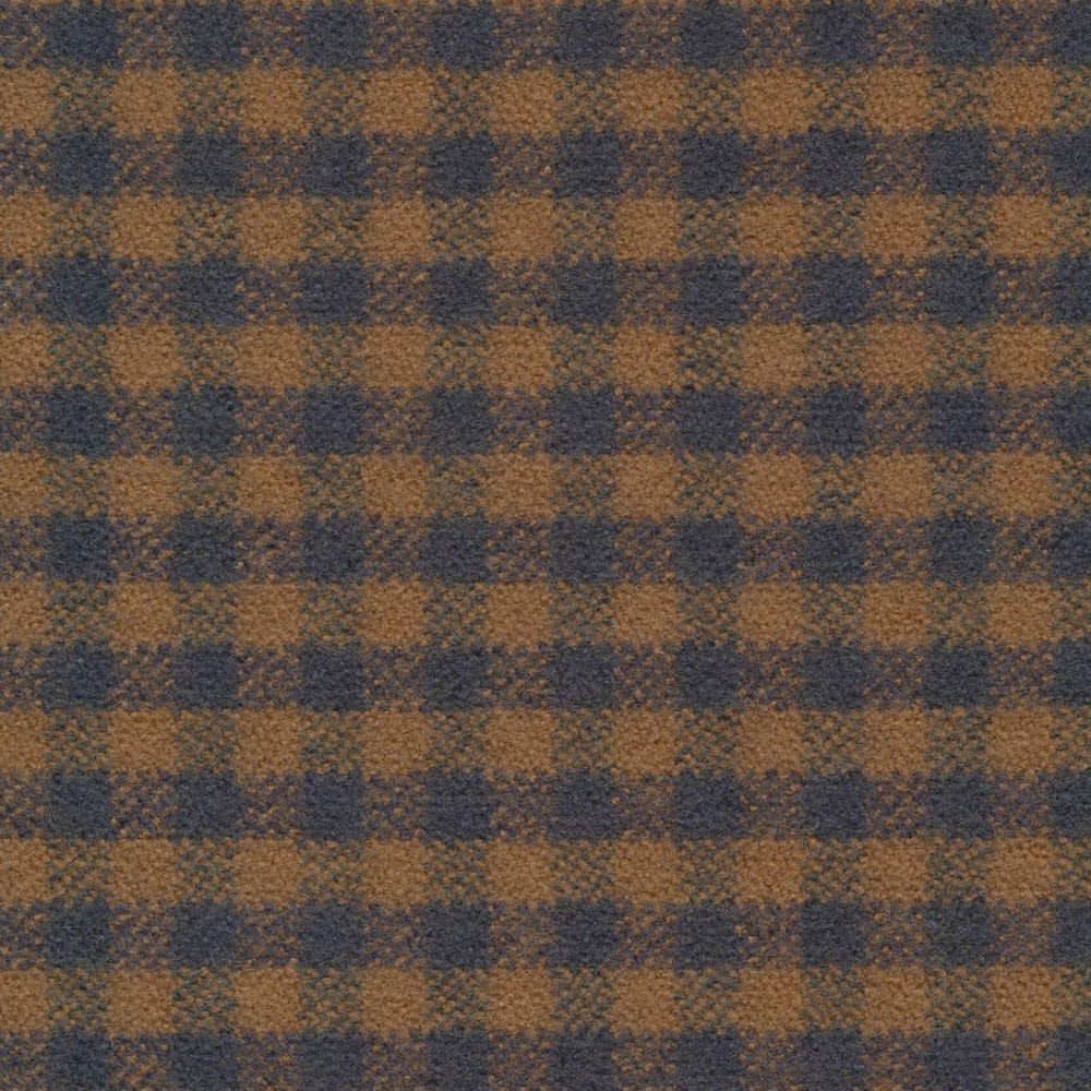 Lichen gingham upholstery swatch with blue-grey and ochre checks, visibly textured