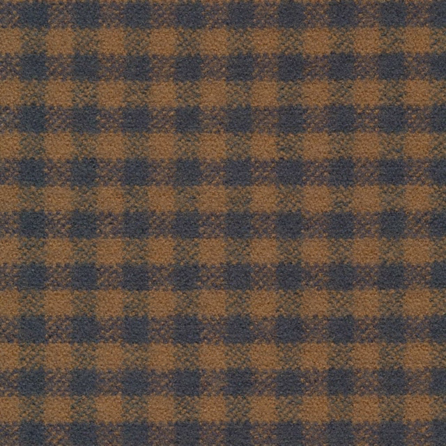 Lichen gingham upholstery swatch with blue-grey and ochre checks, visibly textured