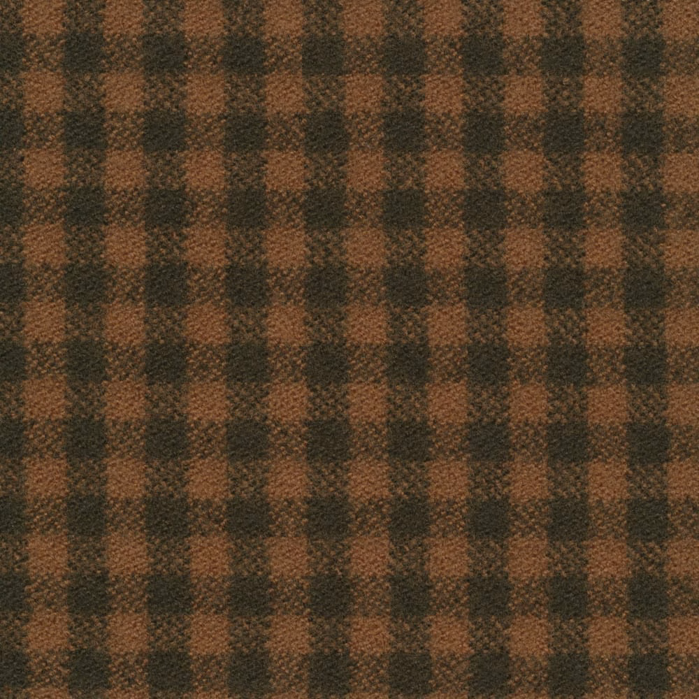 Deep moss and russet gingham check with a softly napped woven texture