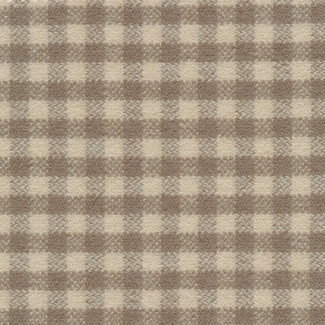 Warm stone taupe and cream gingham with a softly brushed woven texture