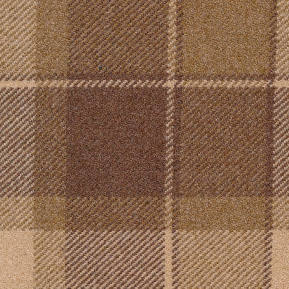 Warm cream plaid with cocoa and tan blocks in a fine diagonal twill weave