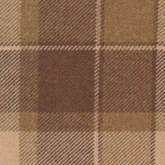 Warm cream plaid with cocoa and tan blocks in a fine diagonal twill weave