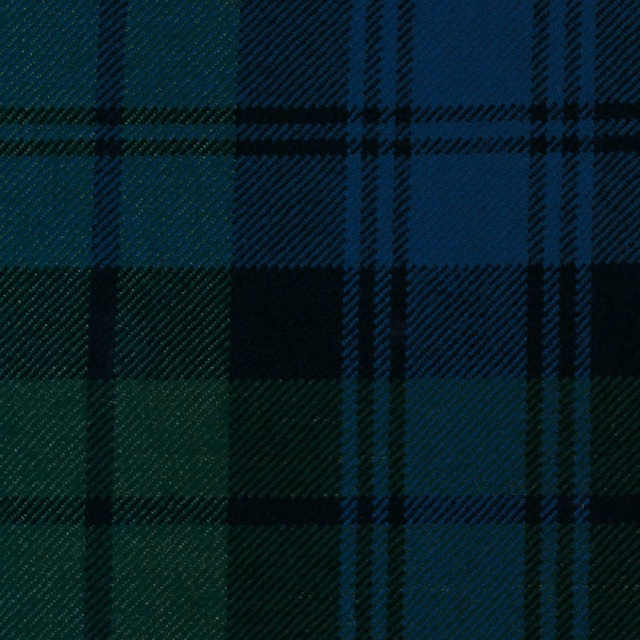 Deep teal and forest green tartan with navy and black checks in a woven texture