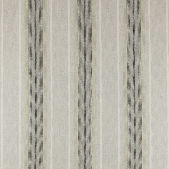Pale lichen-green woven ground with charcoal-olive dotted vertical stripes