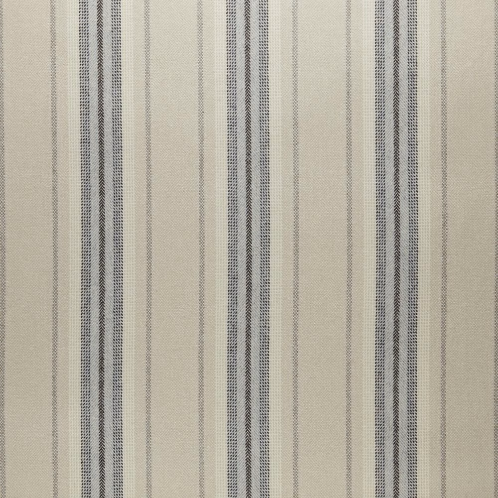 Stone beige woven fabric with charcoal and grey vertical stripe bands