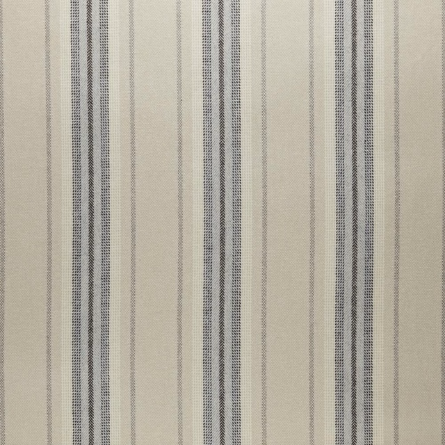 Stone beige woven fabric with charcoal and grey vertical stripe bands