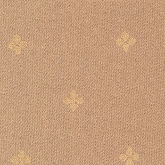 Warm blush-taupe woven fabric with scattered pale-gold four-petal daisy motifs