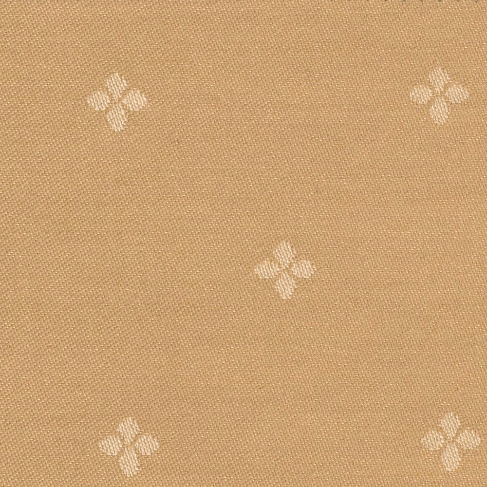 Warm oatmeal woven fabric with scattered small ivory four-petal motifs