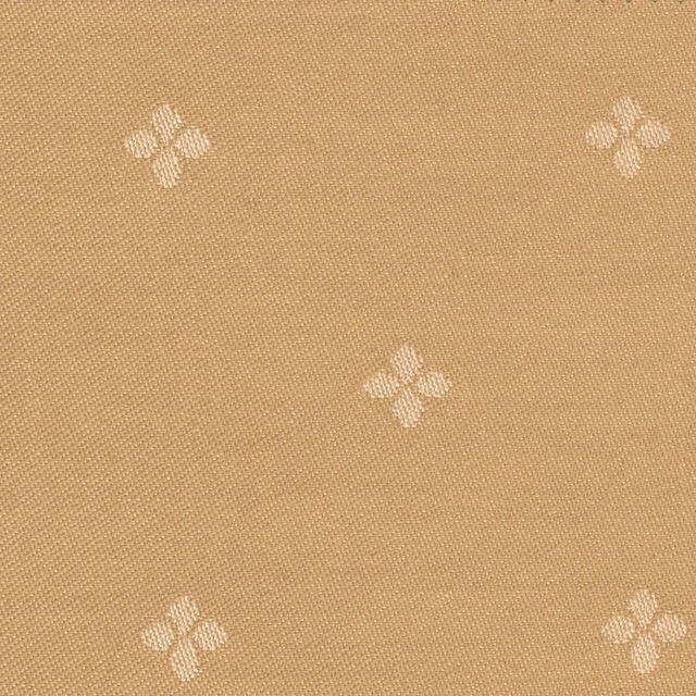 Warm oatmeal woven fabric with scattered small ivory four-petal motifs