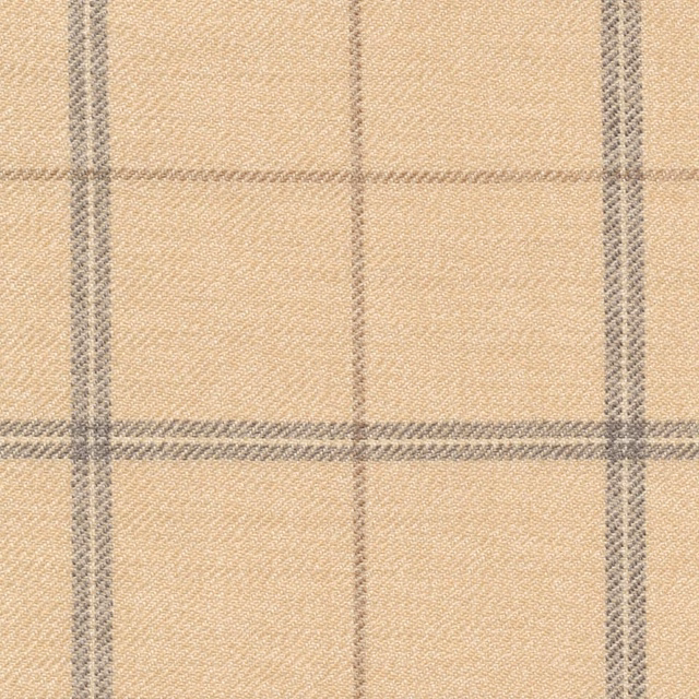 Warm oatmeal woven check with soft grey windowpane lines and fine texture
