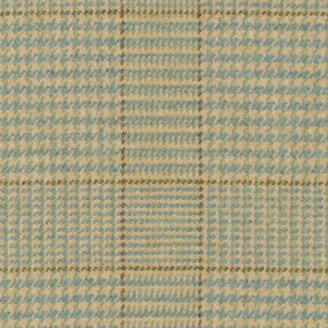 Muted sage and beige woven check with blue-green flecks and tactile texture