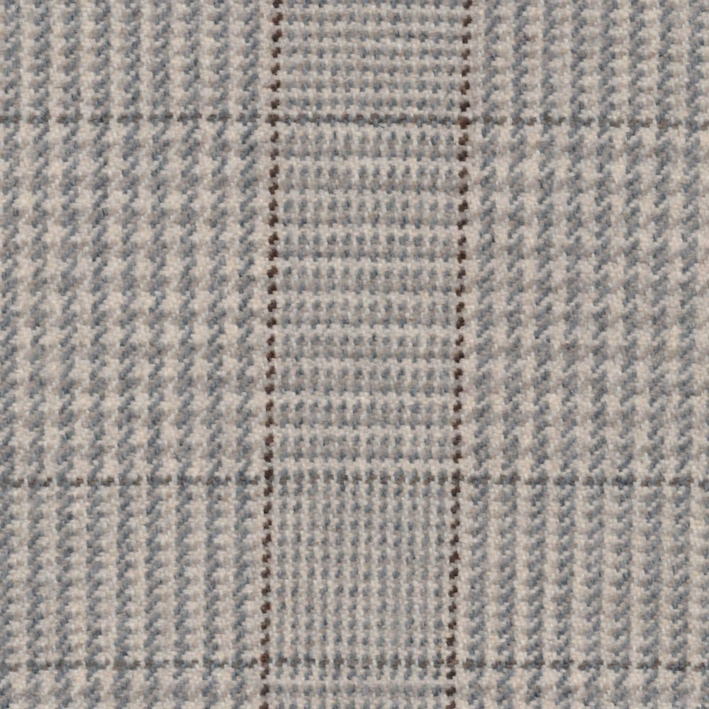 Soft greige plaid with taupe windowpane lines and chunky woven texture