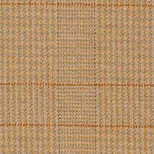 Warm harvest beige check with ochre lines and a softly nubby woven texture