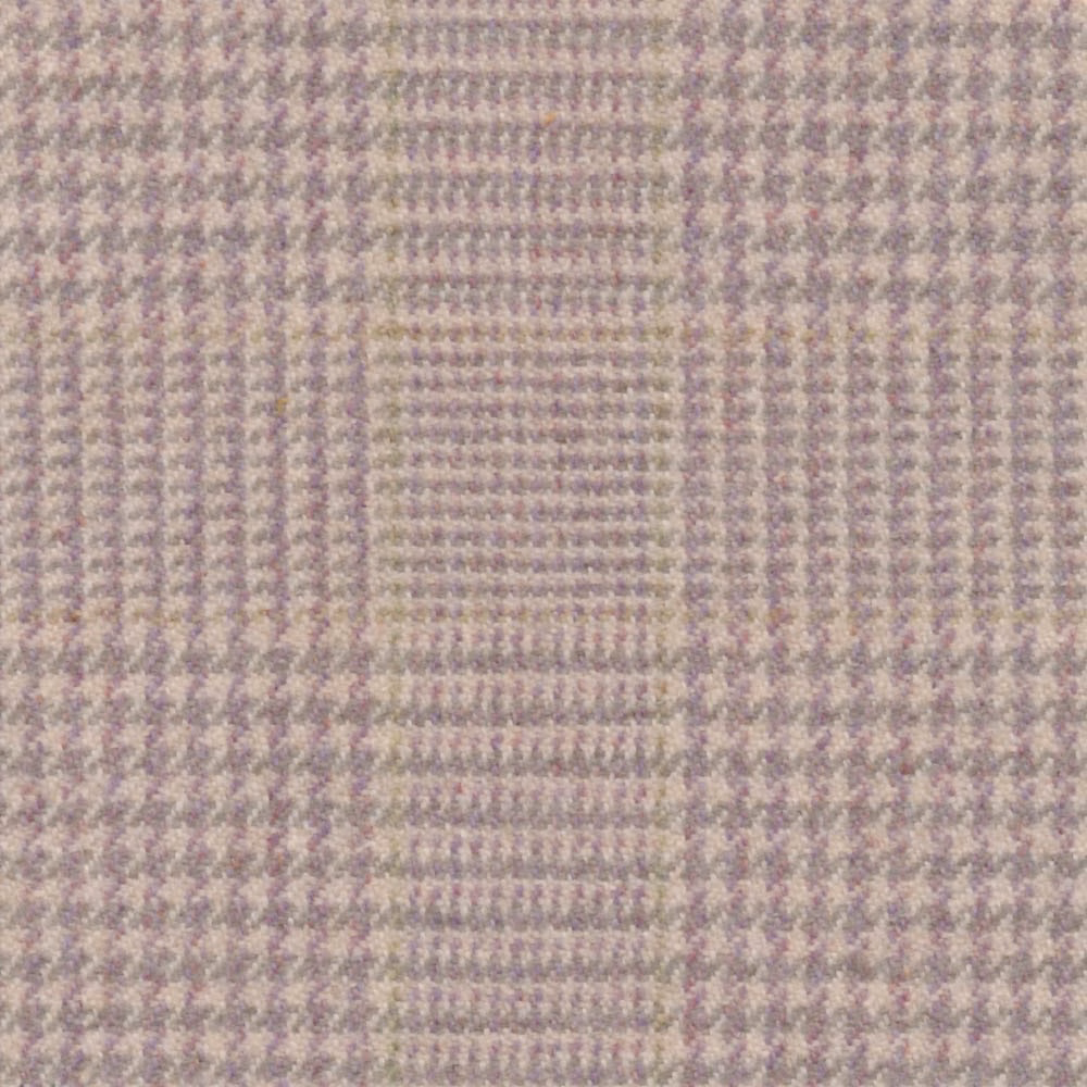 Muted heather-mauve and cream check with softly nubby woven texture
