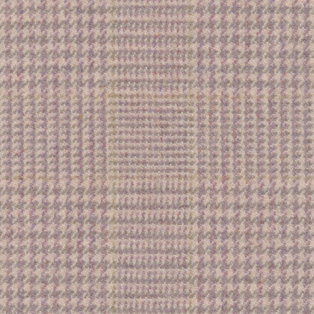 Muted heather-mauve and cream check with softly nubby woven texture