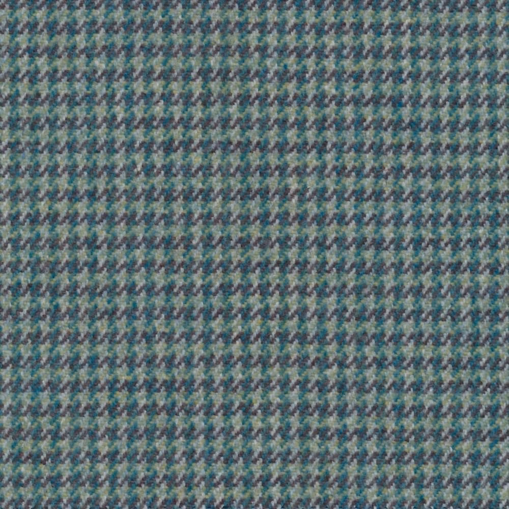 Muted teal, sage and grey small-scale woven Catkin pattern in close-up