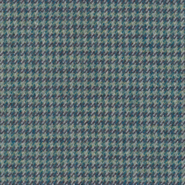 Muted teal, sage and grey small-scale woven Catkin pattern in close-up