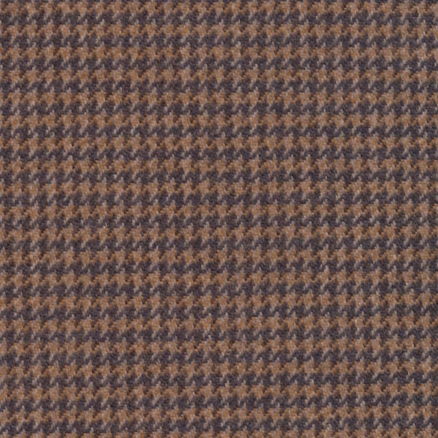 Warm brown and charcoal micro-check weave with a soft, flecked woven texture
