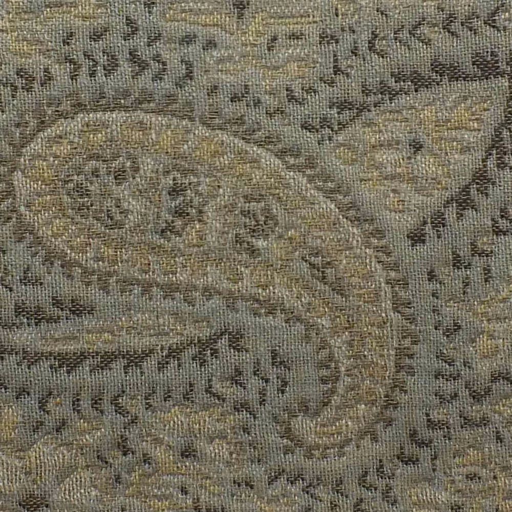 Muted opal taupe paisley with charcoal tracery and nubby woven texture