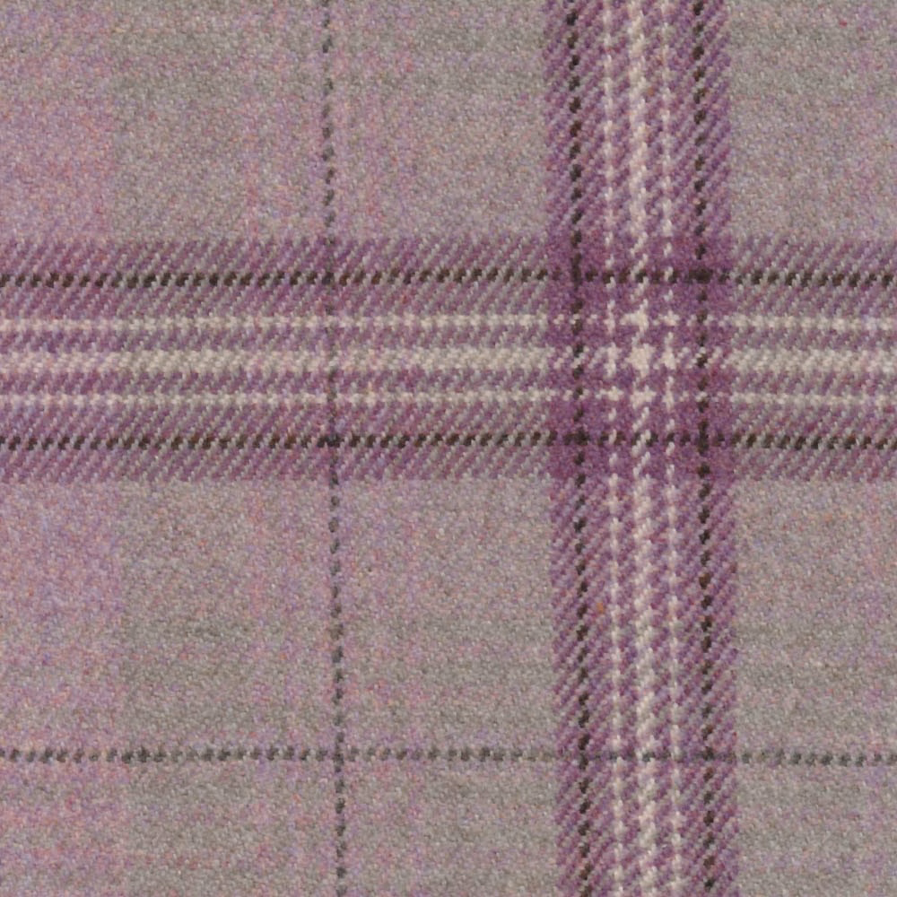 Close-up of dusty mauve and grey plaid with raised woven crossing lines