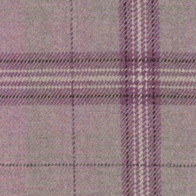 Close-up of dusty mauve and grey plaid with raised woven crossing lines