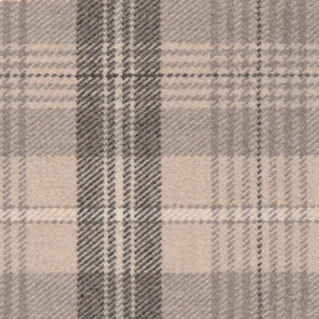 Close-up of pale stone and charcoal plaid with a softly textured woven surface