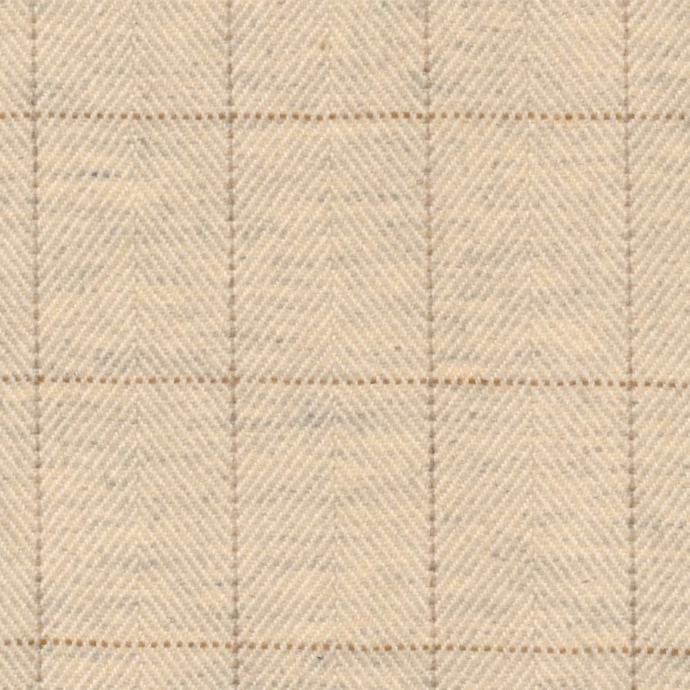 Pale cream woven swatch with grey-beige herringbone panels and dotted grid lines
