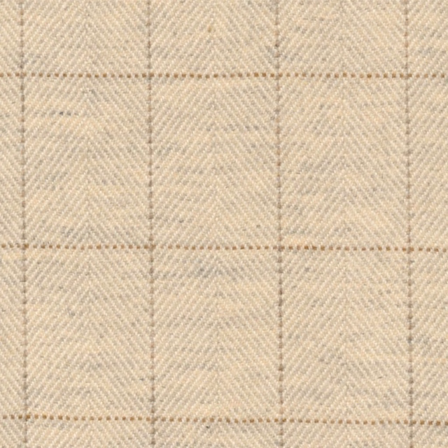 Pale cream woven swatch with grey-beige herringbone panels and dotted grid lines