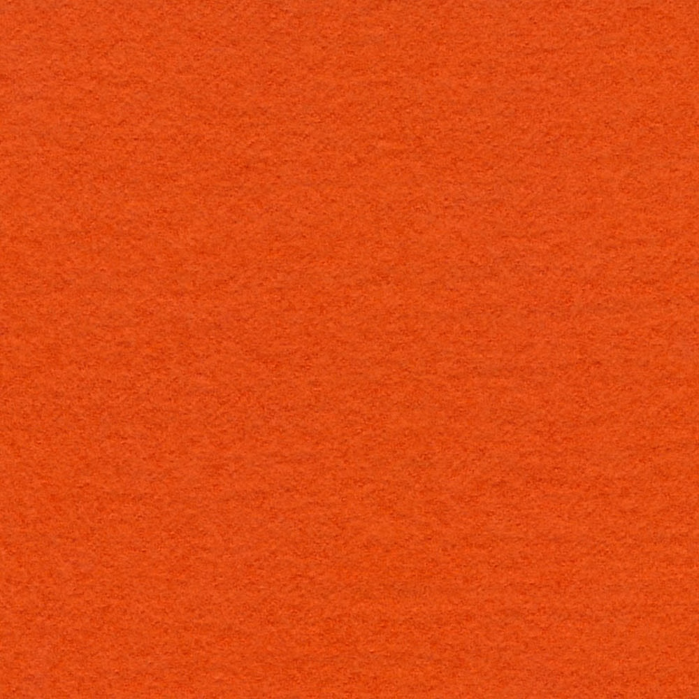 Close view of softly textured saturated tangerine-orange plain fabric surface