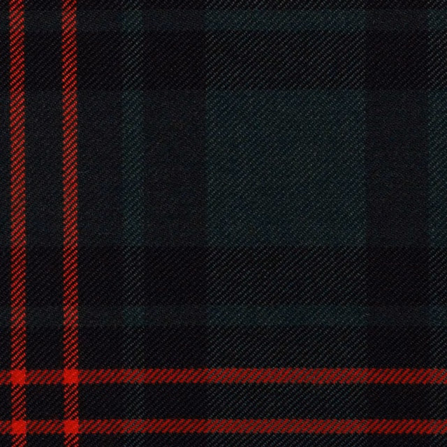 Dark black tartan with deep red bars and subtle green woven checks
