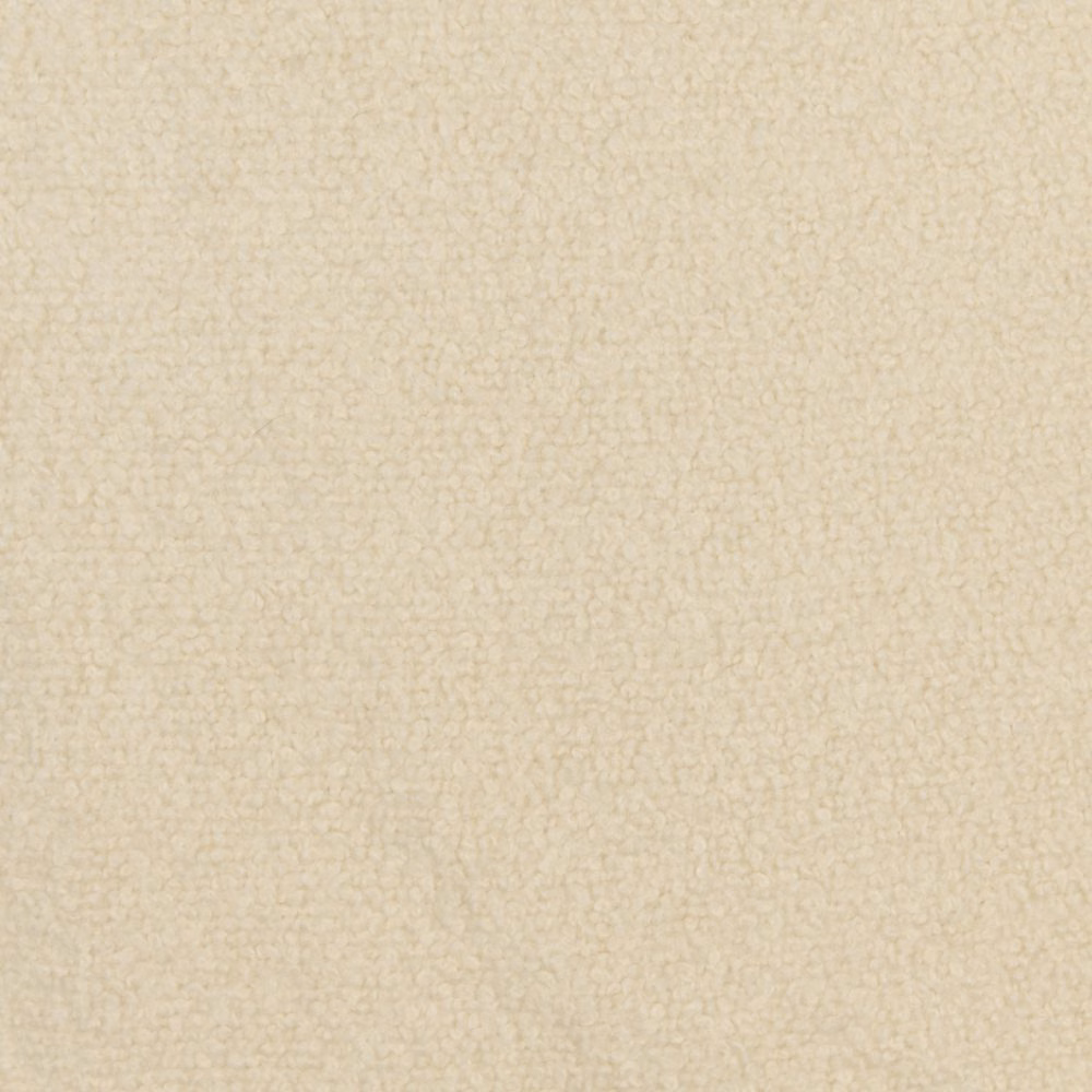 Warm ecru boucle with tiny irregular loops and softly mottled cream texture