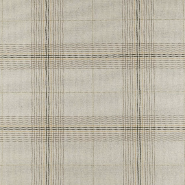 Pale moss-green plaid with cream ground, charcoal lines and fine woven texture