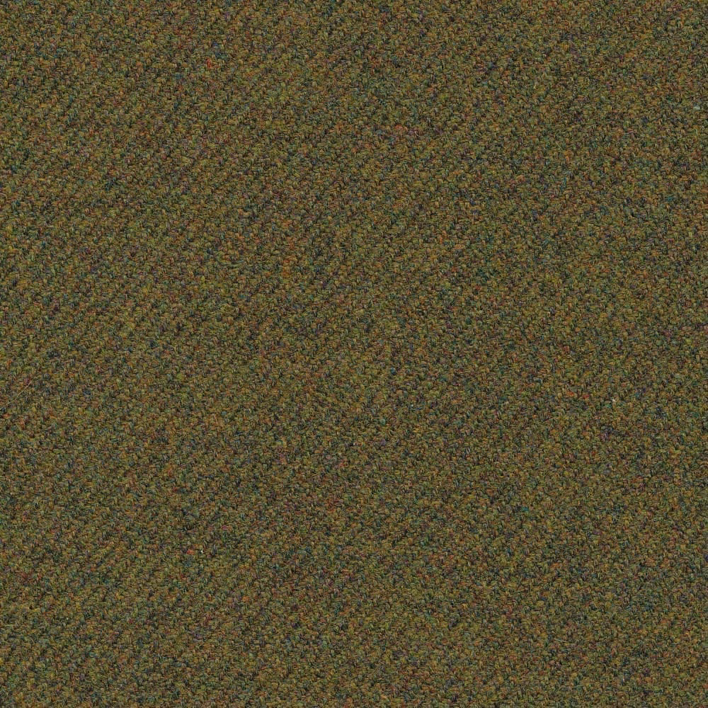 Mottled olive woven fabric with brown, ochre and charcoal flecks