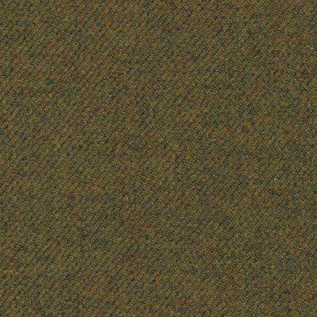 Mottled olive woven fabric with brown, ochre and charcoal flecks
