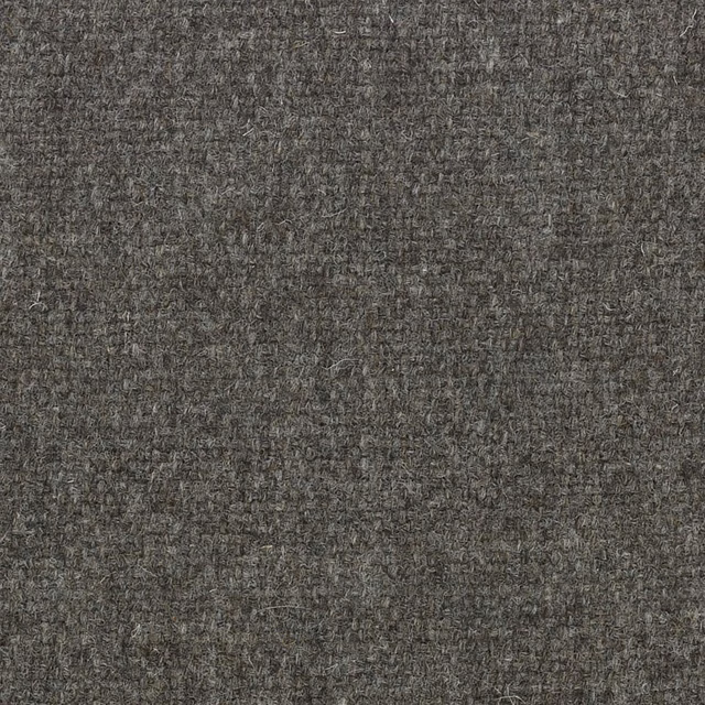 Dense heathered brown-grey wool weave with subtle charcoal and taupe flecks