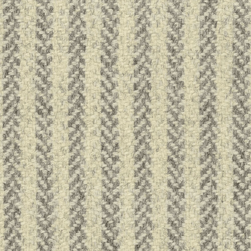 Mottled cream and grey wool weave with irregular vertical zigzag stripes