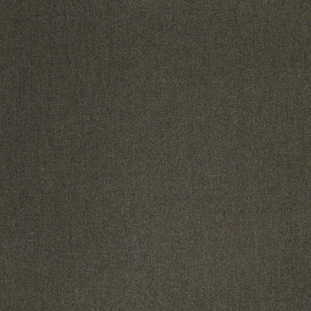 Dark army-green herringbone weave with fine tonal chevrons and a softly mottled surface