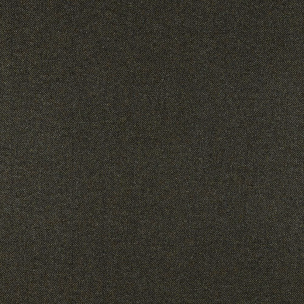 Deep olive charcoal fabric with a fine, softly textured herringbone weave
