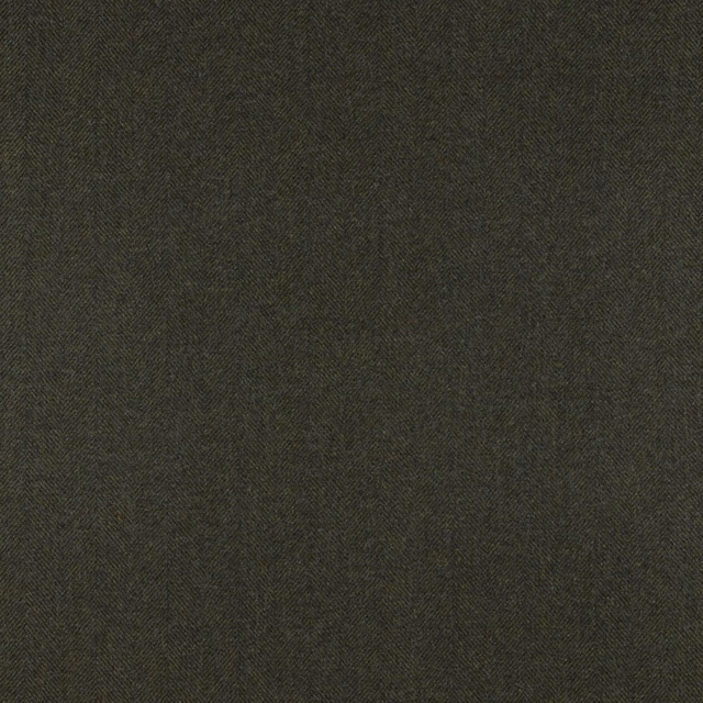 Deep olive charcoal fabric with a fine, softly textured herringbone weave