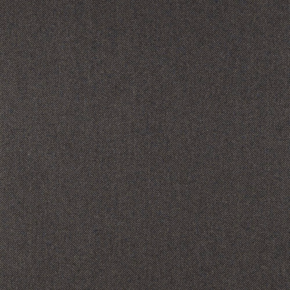 Dark charcoal-brown textile with fine vertical herringbone ribs and softly flecked weave