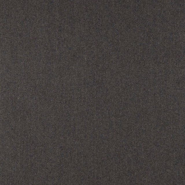 Dark charcoal-brown textile with fine vertical herringbone ribs and softly flecked weave