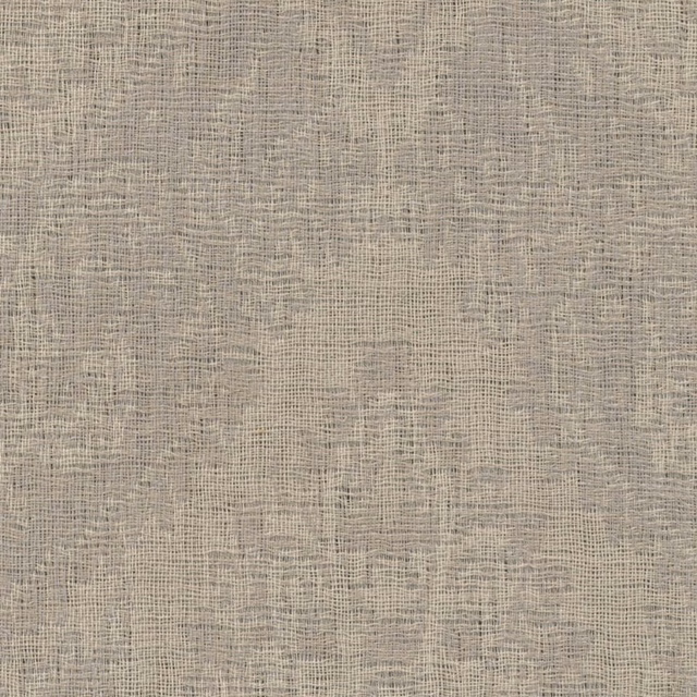 Close view of cool silver-grey sheer weave with irregular crosshatch texture