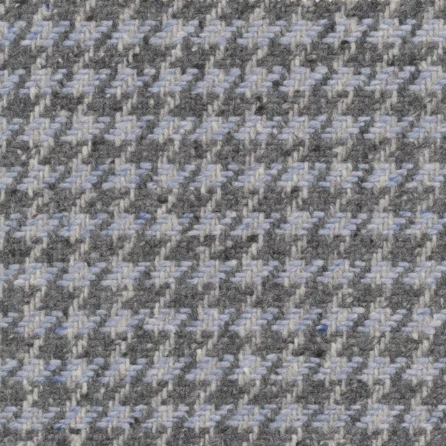 Cool grey woven fabric with pale sky-blue diagonal flecks and nubby texture