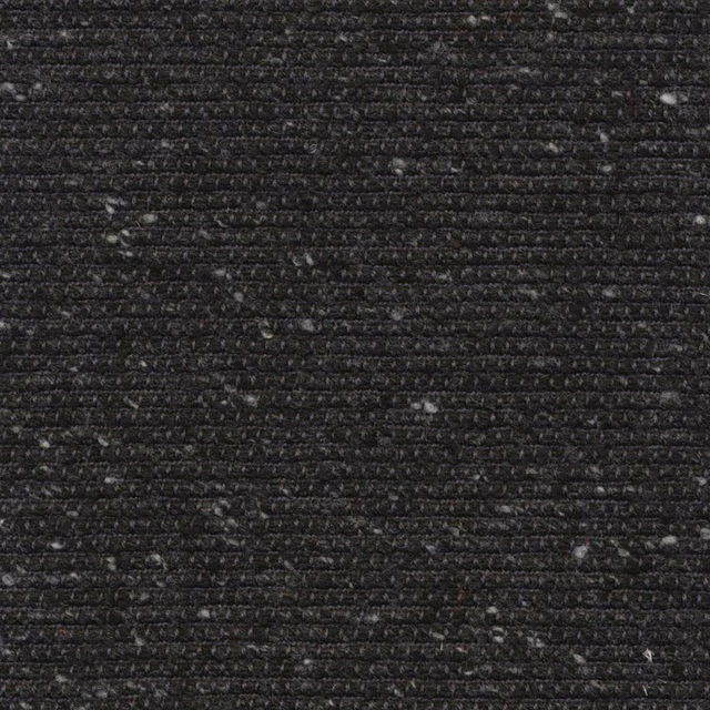 Close-up of dark charcoal woven textile with horizontal ridges and pale flecks