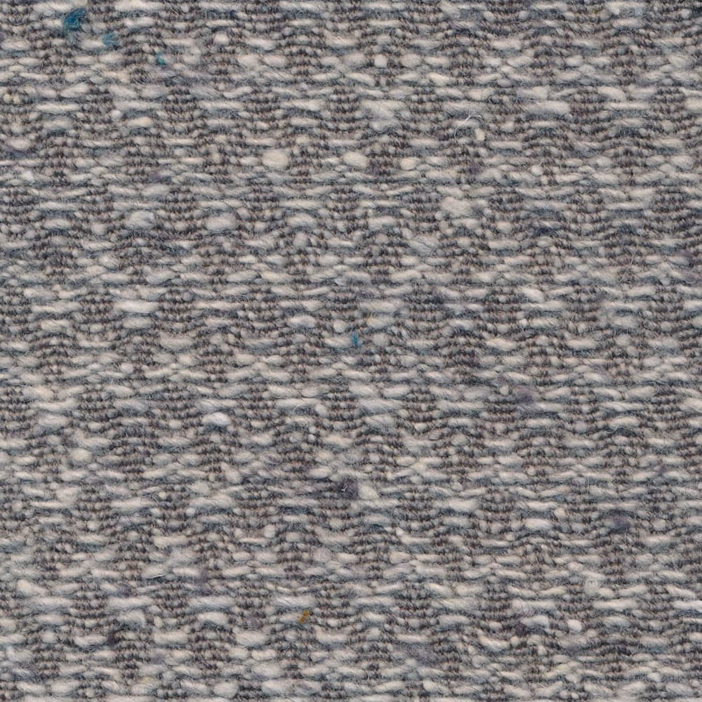 Cool silver-grey chevron weave with charcoal, cream and blue-green flecks